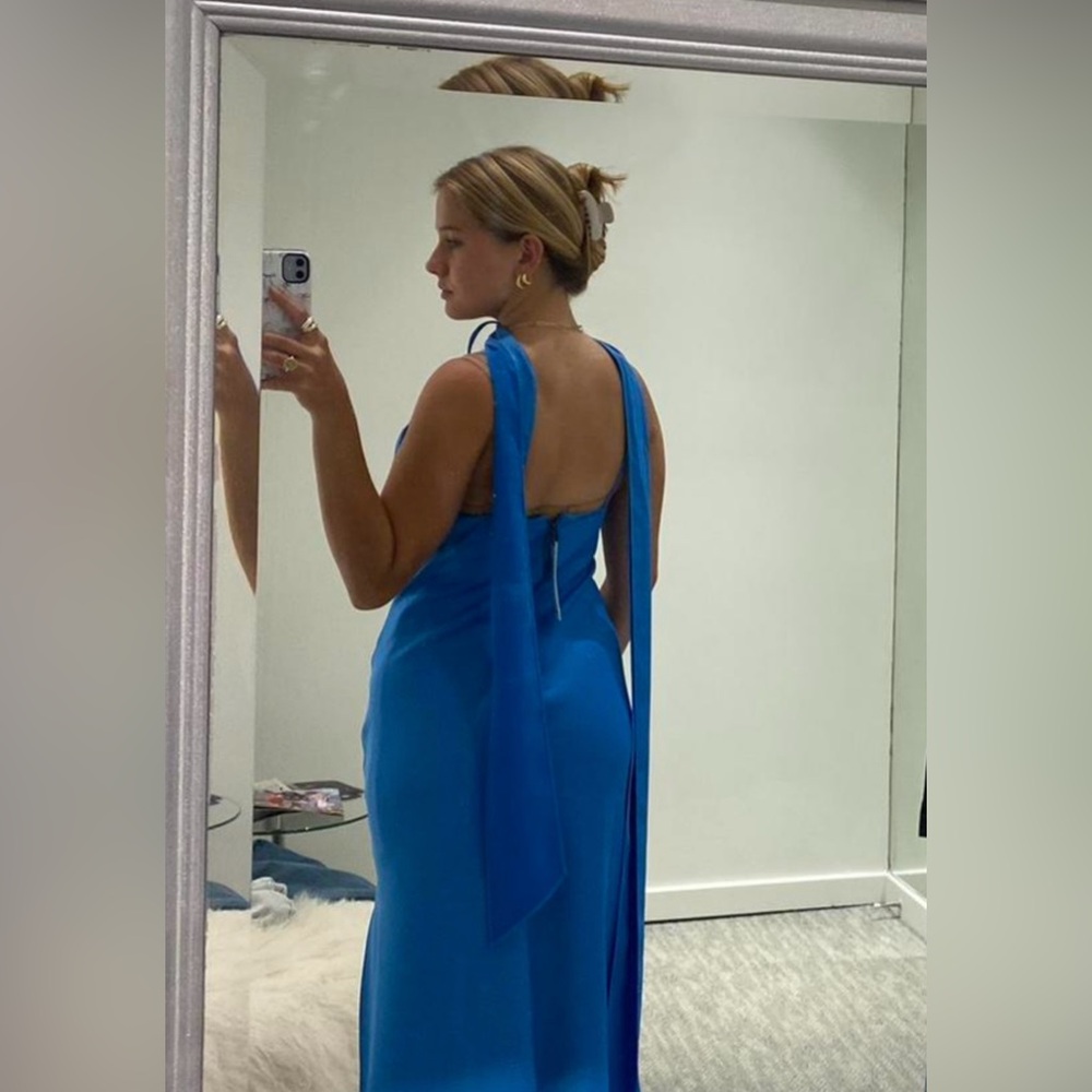 Alice + Olivia Royal Blue Asymmetrical Midi Dress size 0 - Picture 4 of 4